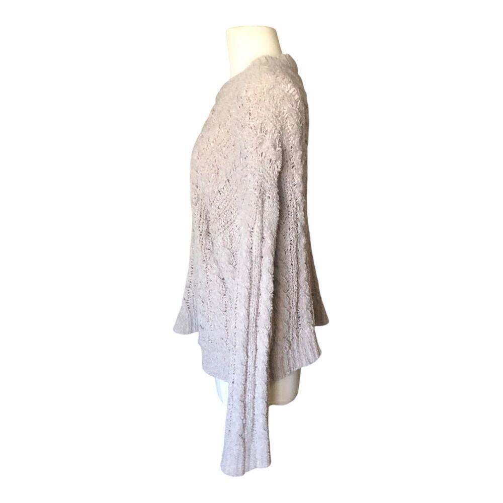 American Eagle Gray Cable Knit Sweater Medium Crochet Open Knit Cozy Pullover - Picture 5 of 11